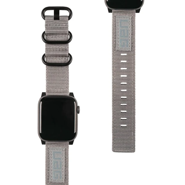 Alt view image 8 of 11 - UAG Apple Watch 45mm 44mm 42mm, iWatch Series 7/6/5/4/3/2/1 & Watch SE, High Strength Nylon Weave Replacement Strap, Nato Grey