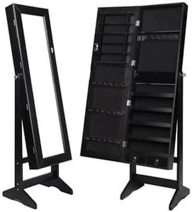 Alt view image 3 of 6 - 2-Drawers Mirrored Jewelry Cabinet W/Stand Mirror Amoire Organizer Storage Box