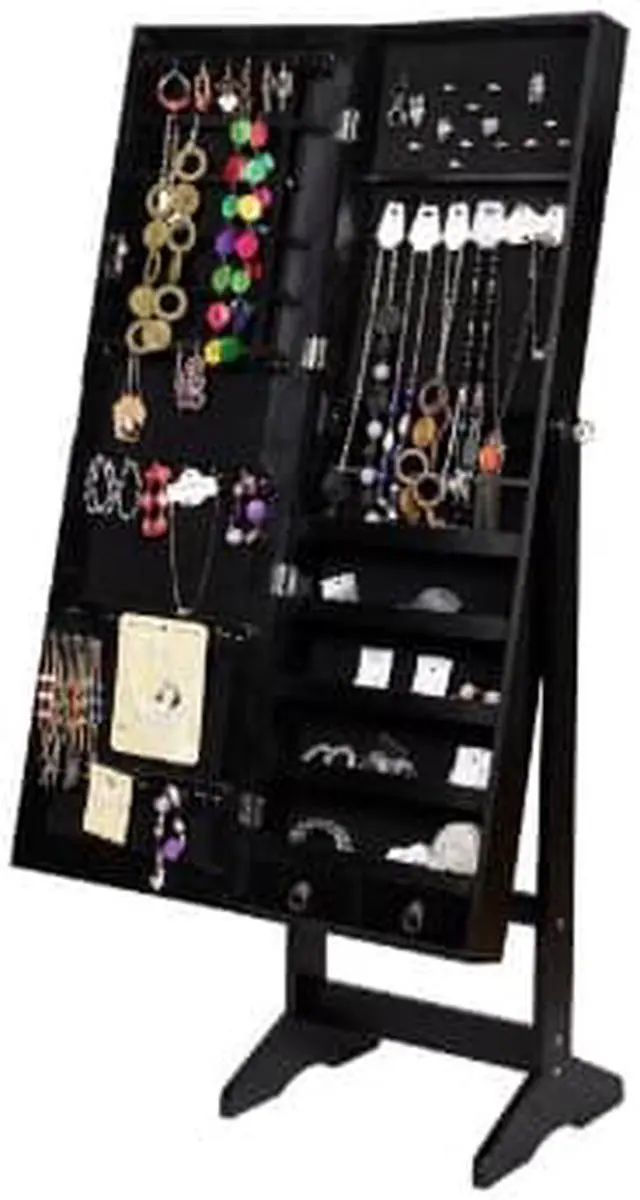 Alt view image 4 of 6 - 2-Drawers Mirrored Jewelry Cabinet W/Stand Mirror Amoire Organizer Storage Box