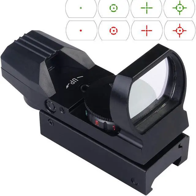 Alt view image 3 of 5 - Tactical Holographic Reflex Red Green Dot Sight 4 Type Reticle for 20mm Rails
