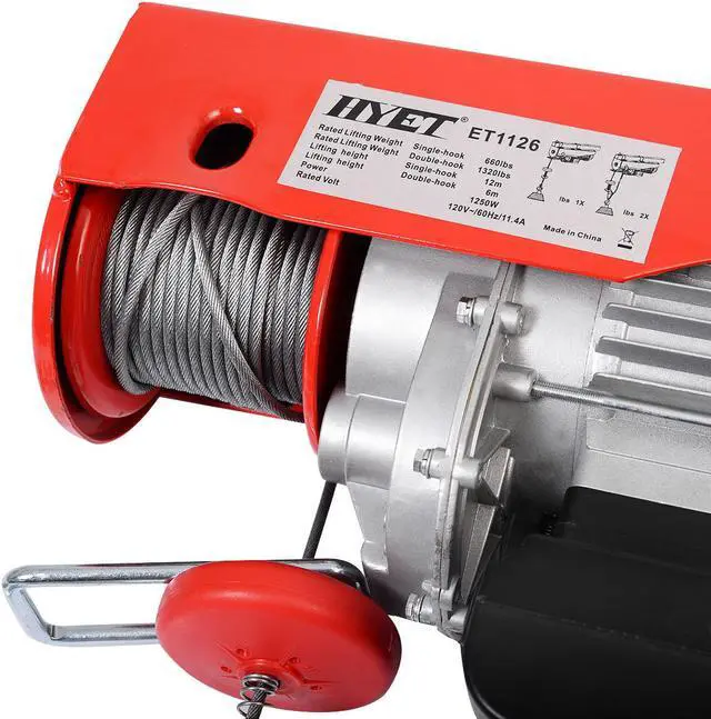 Alt view image 7 of 7 - 1320 lbs. Mini Electric Wire Hoist Remote Control Garage Auto Shop Overhead Lift