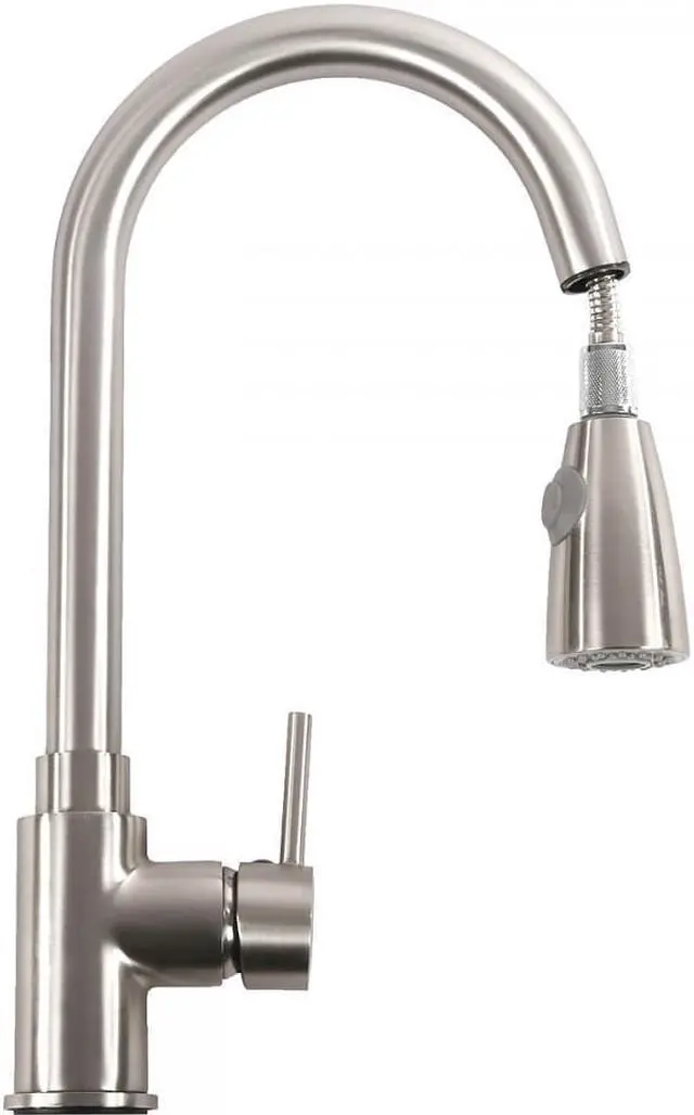 Alt view image 2 of 3 - 16" Pull-Out Brushed Nickel Kitchen Sink Faucet Spray Swivel
