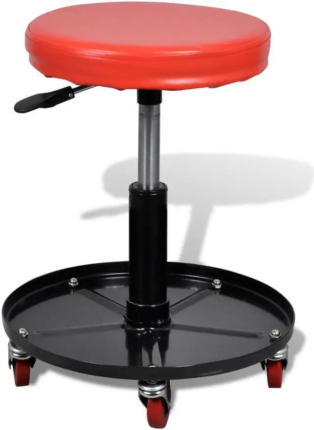 Main image of Adjustable Mechanic Rolling Seat Stool Garage Shop Stool Round