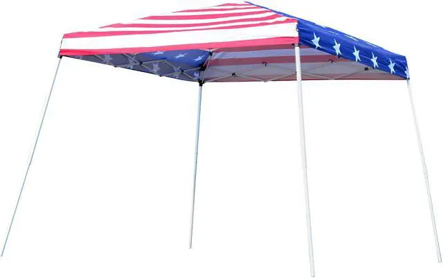Alt view image 3 of 6 - Outdoor 10' x 10' Slant Leg Pop-Up Canopy Tent – American Flag