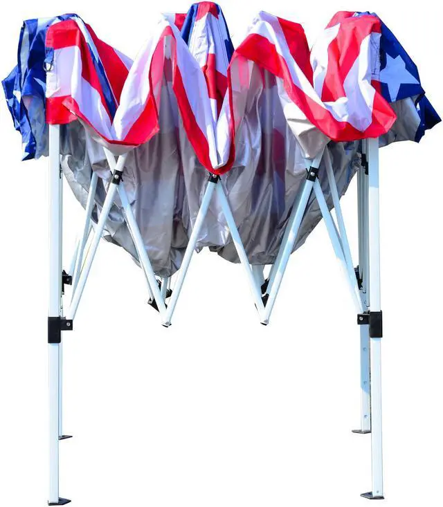 Alt view image 4 of 6 - Outdoor 10' x 10' Slant Leg Pop-Up Canopy Tent – American Flag