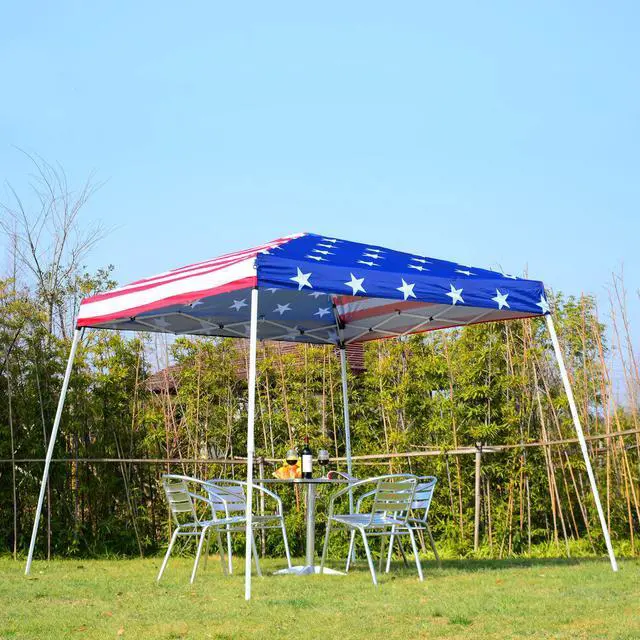 Main image of Outdoor 10' x 10' Slant Leg Pop-Up Canopy Tent – American Flag