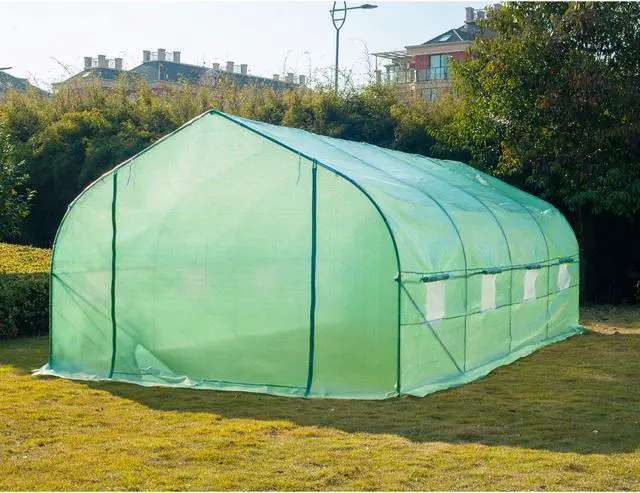 Alt view image 5 of 5 - Outdoor Garden 20' x 10' x 7' Portable Walk-In Garden Greenhouse – Green