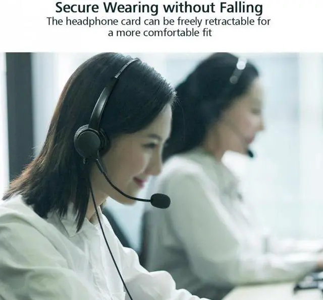 Alt view image 4 of 6 - Noise Canceling Call Center Telephone Headset 2.5mm Single Plug Phone Computer Headset with Microphone Volume Adjustment