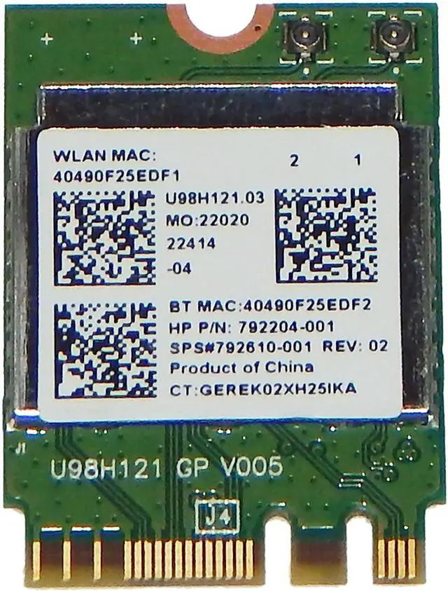 Main image of HP RTL8723BE 1x1 Bluetooth + WirFi Adapter 792204-001 792610-001 802.11bgn 2.4Ghz