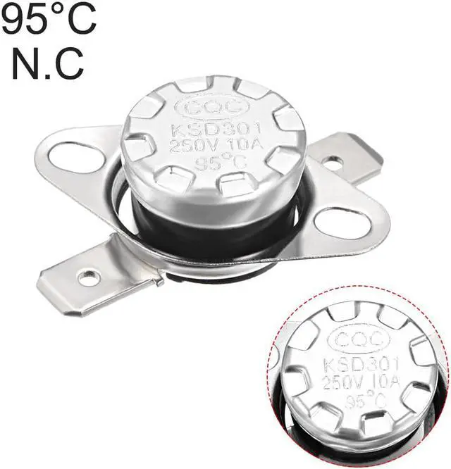 Alt view image 4 of 4 - KSD301 Thermostat, Temperature Control Switch 95°C 10A Normally Closed N.C 6.3mm Pin 5pcs