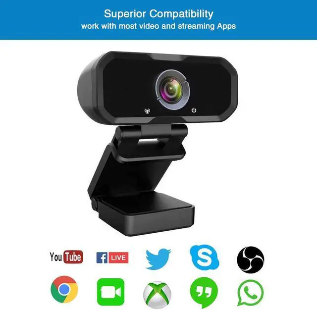 Alt view image 6 of 14 - HD Webcam 1080P with Microphone, PC Laptop Desktop USB Webcams, Pro Streaming Computer Camera for Video Calling, Recording, Conferencing, Gaming, 110-Degree Widescreen Web Camera with Rotatable Clip