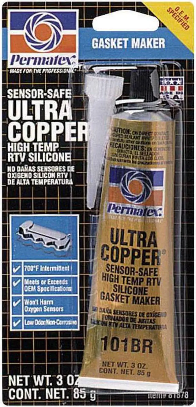 Alt view image 2 of 3 - Permatex 81878 Ultra Copper Maximum Temperature RTV Silicone Gasket Maker, 3 oz.