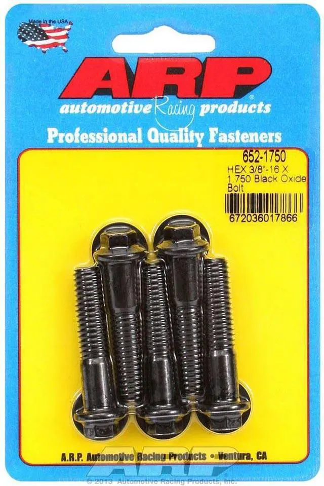 Alt view image 2 of 3 - ARP 652-1750 3/8-16 X 1.750 hex black oxide bolts