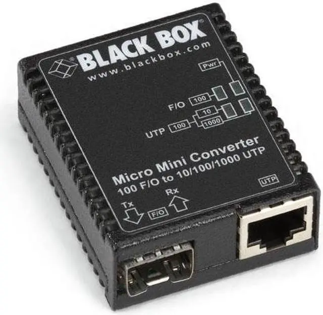 Main image of Micro Mini Media Converter, 10-/100-/1000-Mbps Copper to 100-Mbps Duplex Fiber, SFP