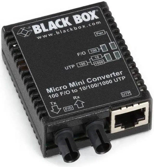 Main image of Micro Mini Media Converter, 10-/100-/1000-Mbps Copper to 100-Mbps Duplex Fiber, Multimode, 1310-nm, 5 km, SC