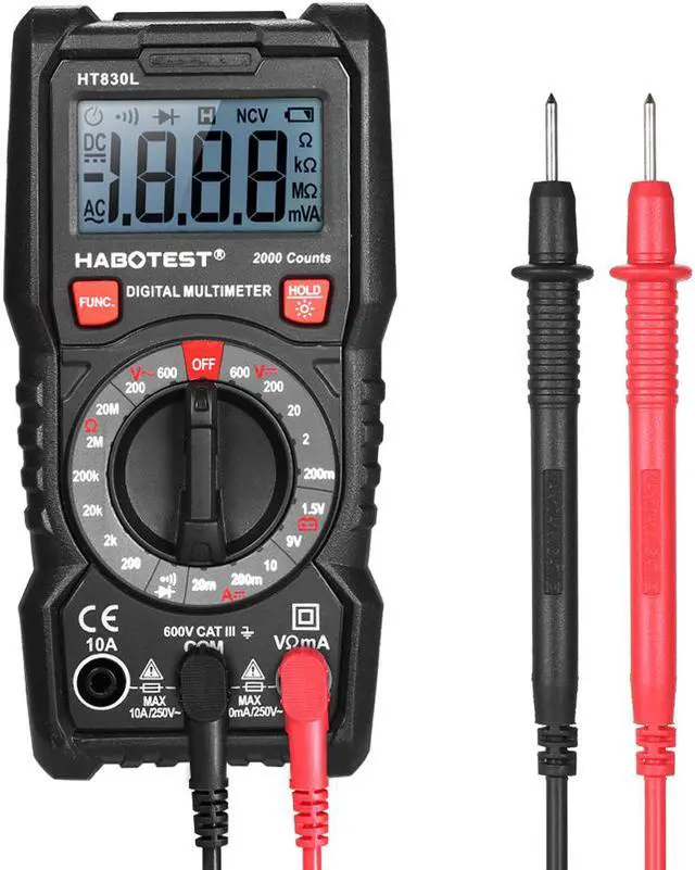 Main image of Portable Digital Multimeter Backlight AC/DC Ammeter Voltmeter Ohm Tester Meter HT830L Handheld LCD Multimetro