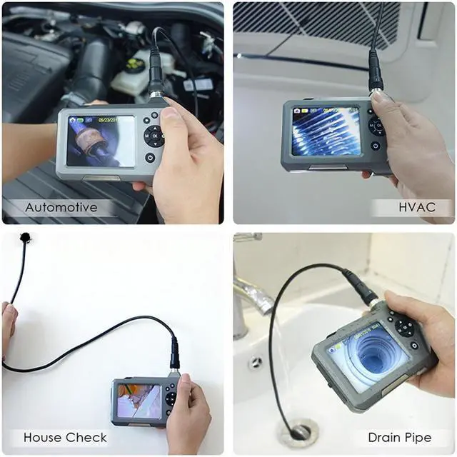 Alt view image 2 of 7 - 7.6mm Industrial Endoscope Borescope Micro Inspection Camera Digital Endoscope HD 3.5inch Borescope Camera with LED Light Semi-Rigid Flexible Pipe Rechargeable 2600mAh Battery - 1M