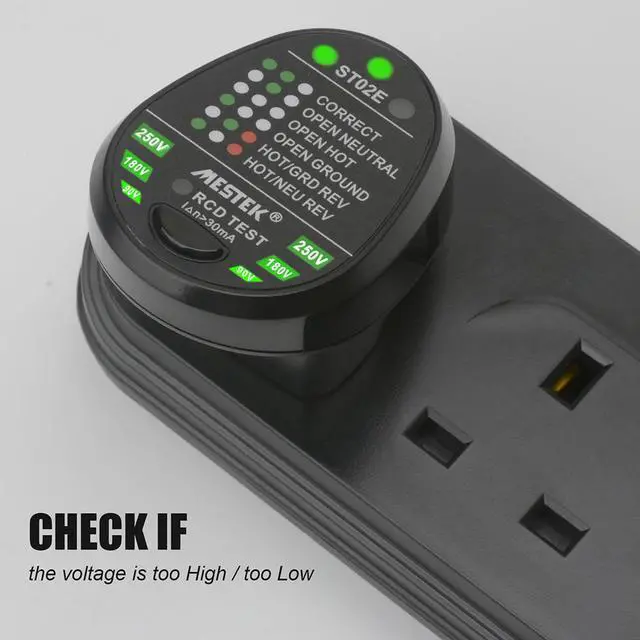 Alt view image 3 of 5 - MESTEK ST02E Socket Testers Voltage Test Socket Detector Ground Zero Line Plug Polarity Phase Check Like