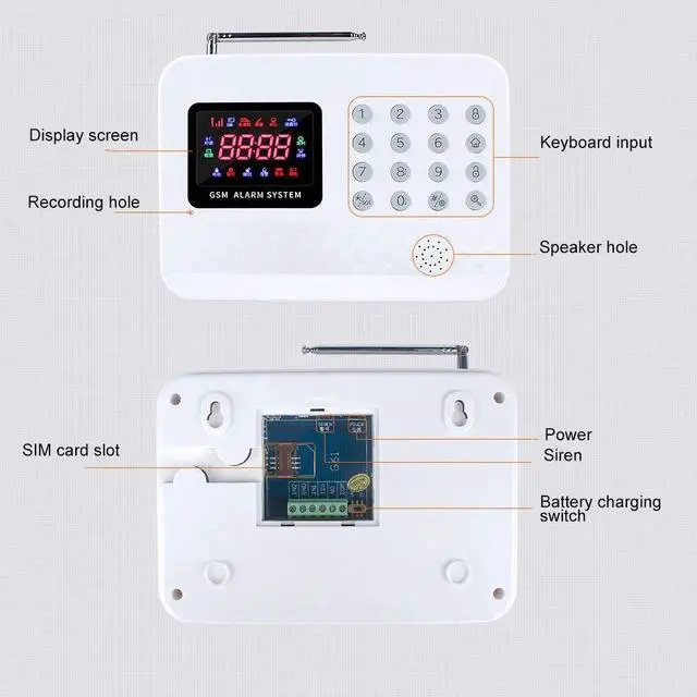 Alt view image 6 of 7 - GSM Alarm System with Digital LCD Display Wire-less Home Security System with Remote Control