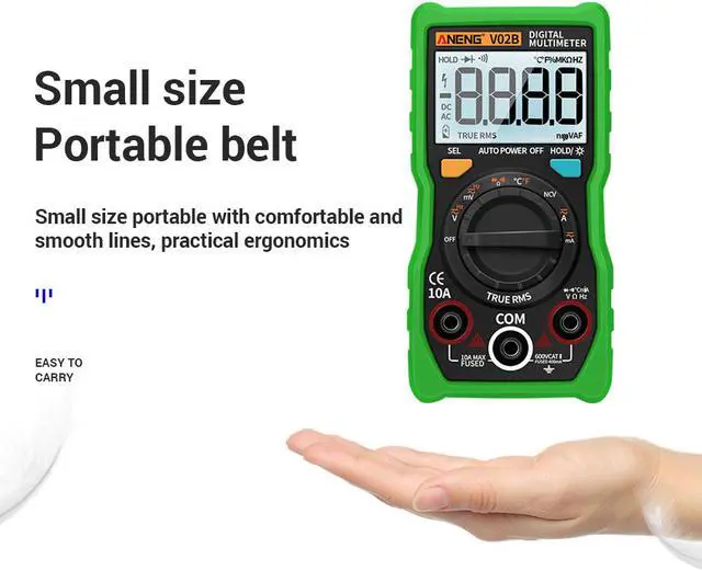Alt view image 4 of 5 - ANENG V02B Analog Digital Multimeter Esr Meter Transistor Tester Multimetro Multimeter Auto Peak Power Off Meter Car Multi Meter - Green
