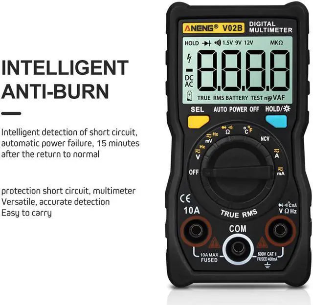 Alt view image 2 of 7 - ANENG V02B Analog Digital Multimeter Esr Meter Transistor Tester Multimetro Multimeter Auto Peak Power Off Meter Car Multi Meter - Black