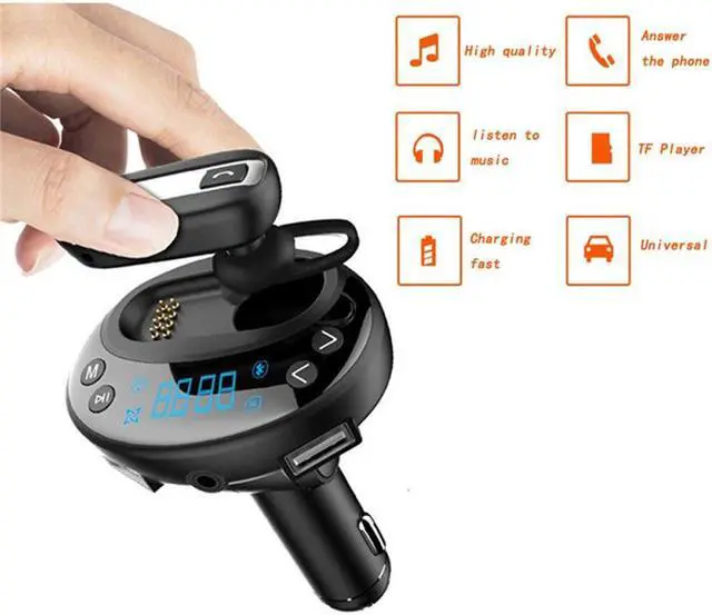 Alt view image 7 of 7 - Bluetooth Car Hands-Free Kit Dual USB Fast Charger with LCD Display Music Player MP3 FM Transmitter Headset
