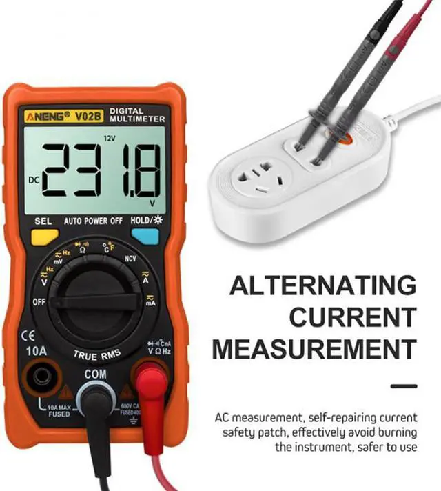 Alt view image 4 of 7 - ANENG V02B Analog Digital Multimeter Esr Meter Transistor Tester Multimetro Multimeter Auto Peak Power Off Meter Car Multi Meter - Orange