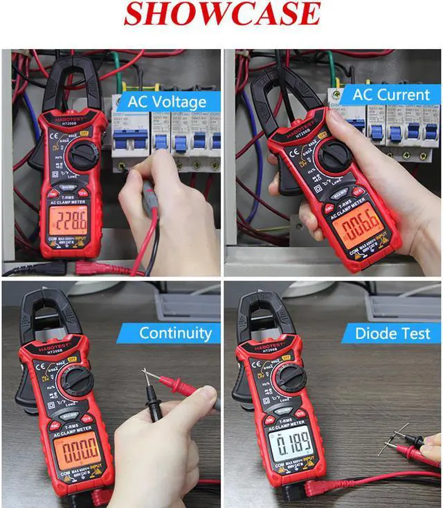 Alt view image 2 of 7 - Habotest HT206B Digital Clamp Meter True Rms Pinza Amperimetrica Multimeter Clamp
