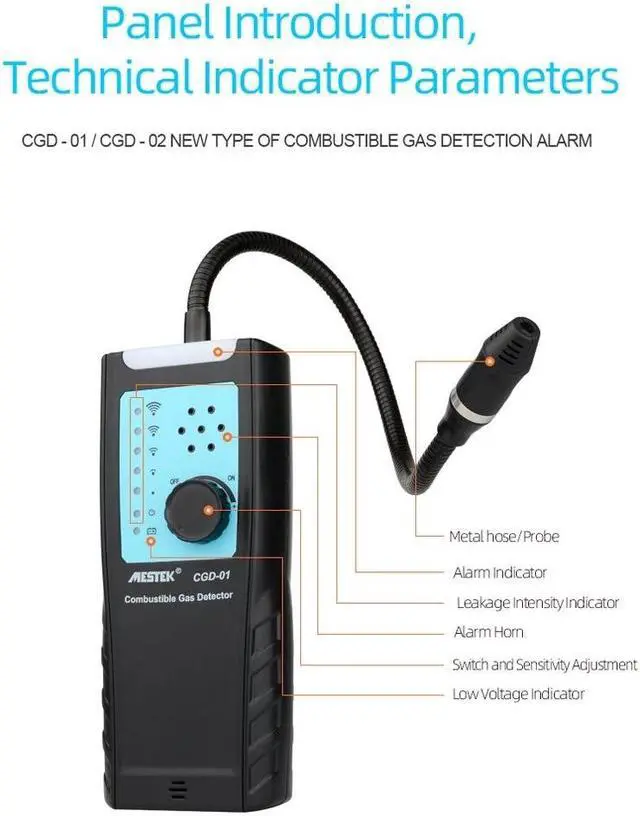 Alt view image 4 of 7 - MESTEK CGD01 Gas Analyzer Meter Automotive Combustible Gas Sensor Detector Air Quality Monitor Gas Leak Detectors with Alarm
