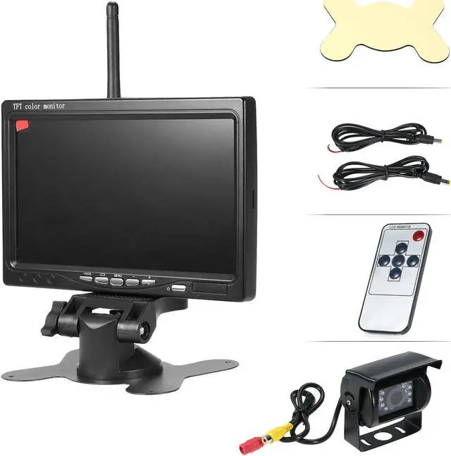 Main image of Wireless&Wired Double Use 7" LCD Monitor Backup Camera Waterproof Rear View Kit with Wide Angle Camera Night Vision Parking for Truck RV Trailer Motorhome Bus Camper