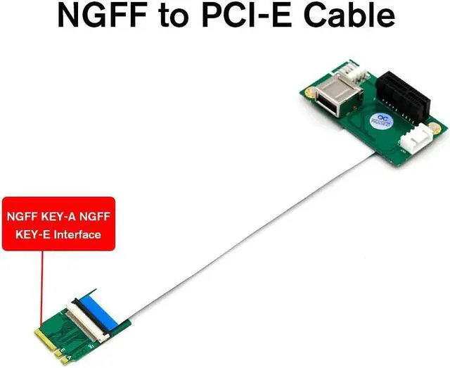 Alt view image 5 of 7 - NGFF (M.2) Key A/E to PCI-E Express 1X Extension Cord with High Speed FPC Cable