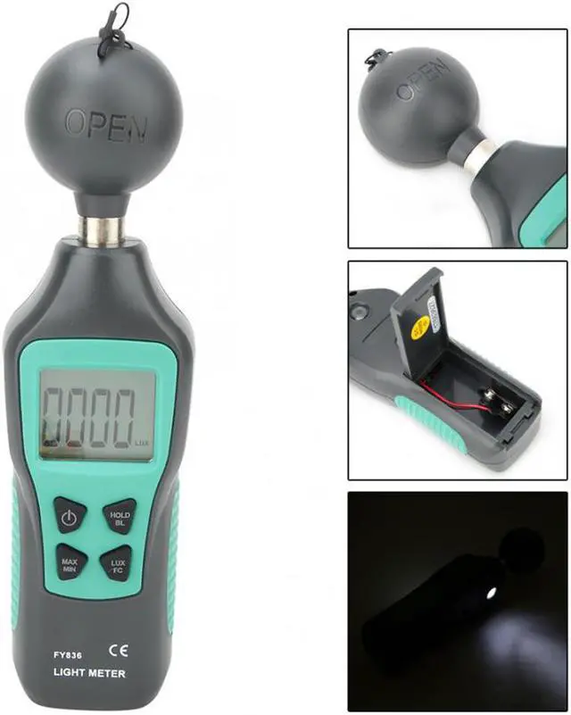 Alt view image 4 of 7 - Mini Digital Luxmeter 0-200000 LCD Display Handheld Illuminometer Luminometer Photometer Temperature Multifunctional Tester