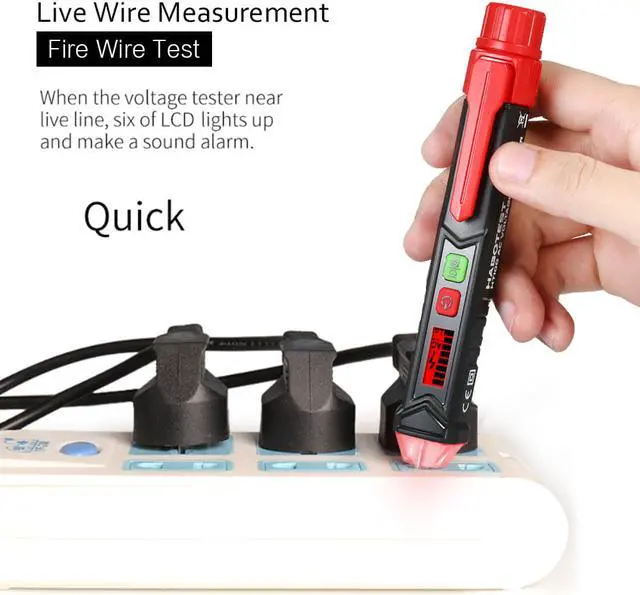 Alt view image 3 of 4 - HABOTEST Portable Non-contact AC Voltage Tester Pen Shaped V~Alert Detector with Sound and Light Alarm
