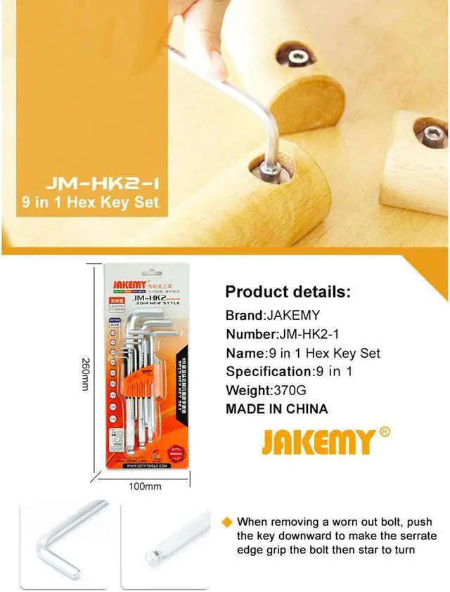 Alt view image 2 of 7 - JM-HK2 9 in 1 1.5mm - 10mm Hexagon Allen Key Wrench Set Hex Key Set Spanner set Tool Kit