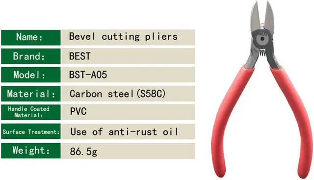 Alt view image 2 of 5 - BEST-A05 Carbon Steel Outlet Clamp Diagonal Pliers Electronic Cable Cutting Wire Nipper