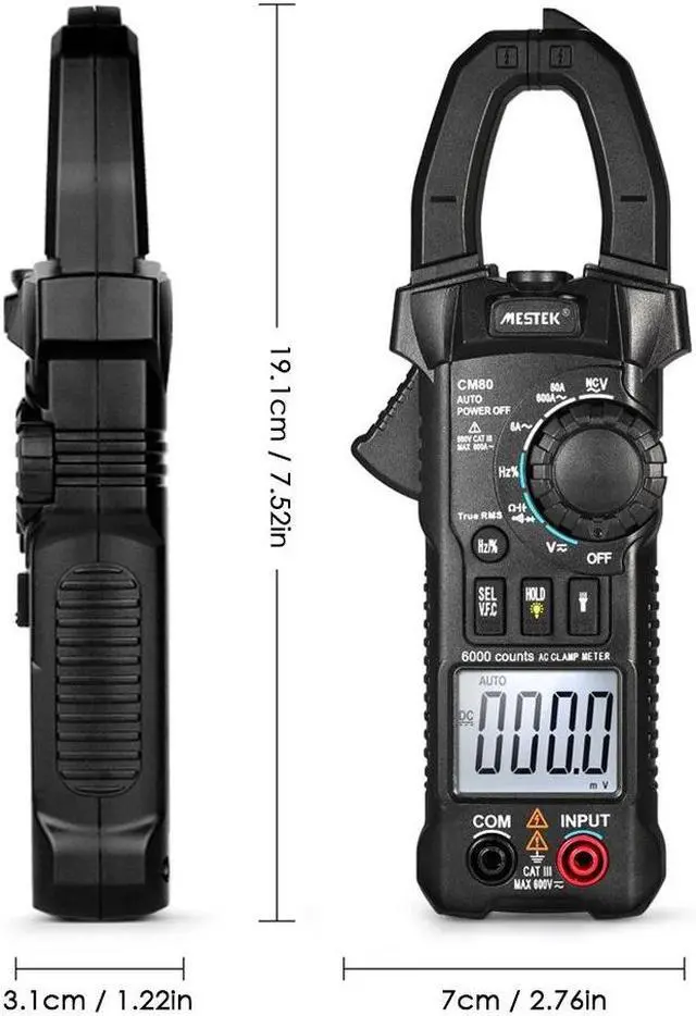 Alt view image 7 of 7 - MESTEK CM80 Professional True RMS LCD Digital Clamp Meter Multimeter AC/DC Voltage AC Current Capacitance Continuity Test Frequency Measurement Tester