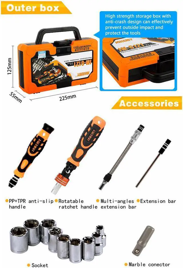 Alt view image 5 of 7 - JAKEMY JM-6121 31 in 1 Hand Tool Set Electronics Repair Tools Set Kit Multi Bits Ratchet Screwdriver Set for LaptopTablet Repair