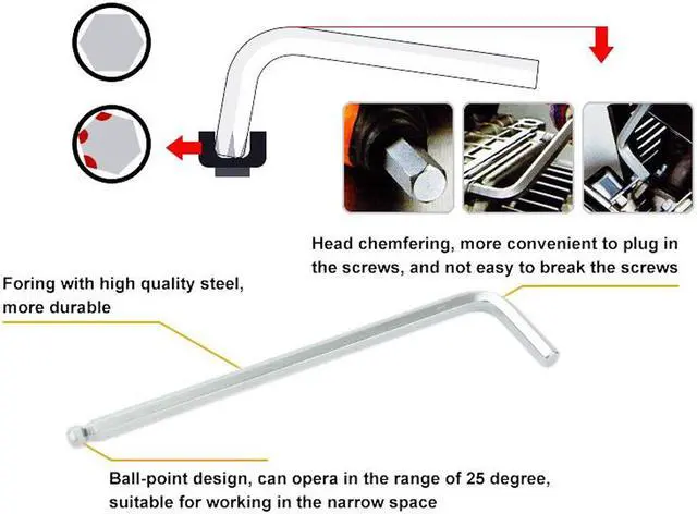 Alt view image 3 of 7 - JM-HK2 9 in 1 1.5mm - 10mm Hexagon Allen Key Wrench Set Hex Key Set Spanner set Tool Kit