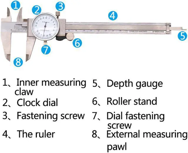 Alt view image 7 of 7 - Vernier Caliper 150mm Stainless Steel Dial Caliper Analog Precision Measuring Tools Height Depth Gauge Micrometer With Box