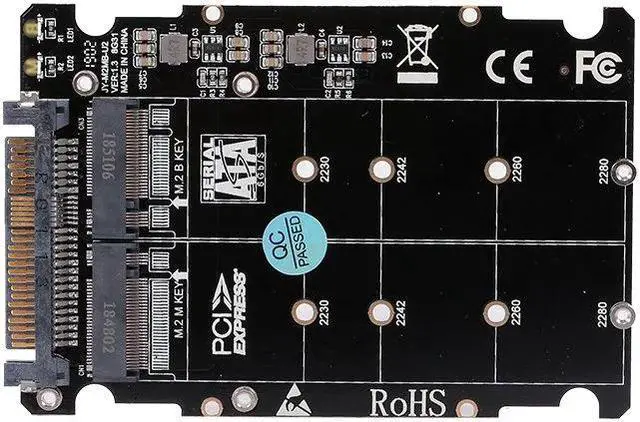 Alt view image 7 of 7 - M.2 NGFF SSD(Key M) Key B SSD to U.2 SFF-8639 Adapter Card Converter SATA Interface is Not Supported