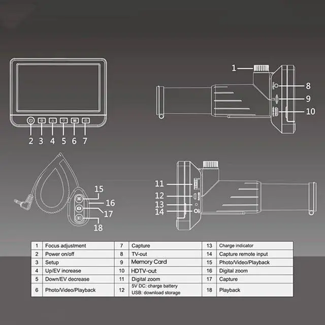 Alt view image 7 of 7 - Outdoor Camera Monocular Portable High Definition Telescope Video Photo Recording Digital Camera with 5in LCD Digital Display