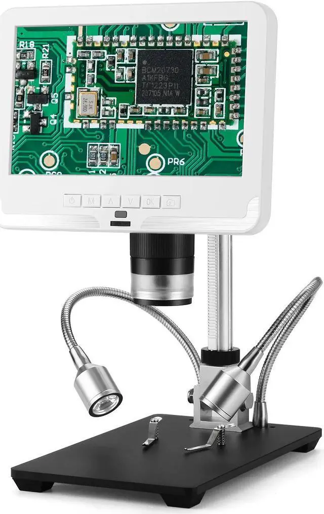 Main image of AD206 7 Inch LCD Screen 2.0MP 200X Digital Microscope Industrial Inspection Electron Microscope Mobile Phone Repairing PCB Soldering SMT Microscopes with Remote Control - White