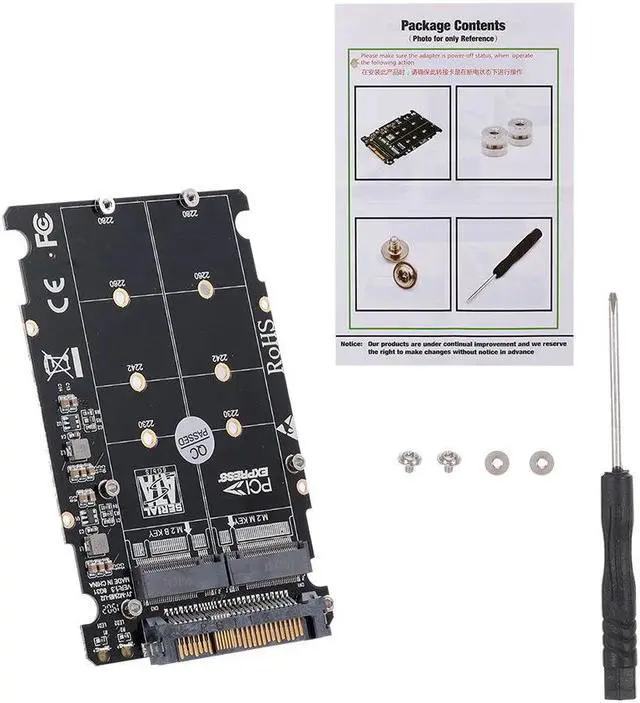 Alt view image 5 of 7 - M.2 NGFF SSD(Key M) Key B SSD to U.2 SFF-8639 Adapter Card Converter SATA Interface is Not Supported