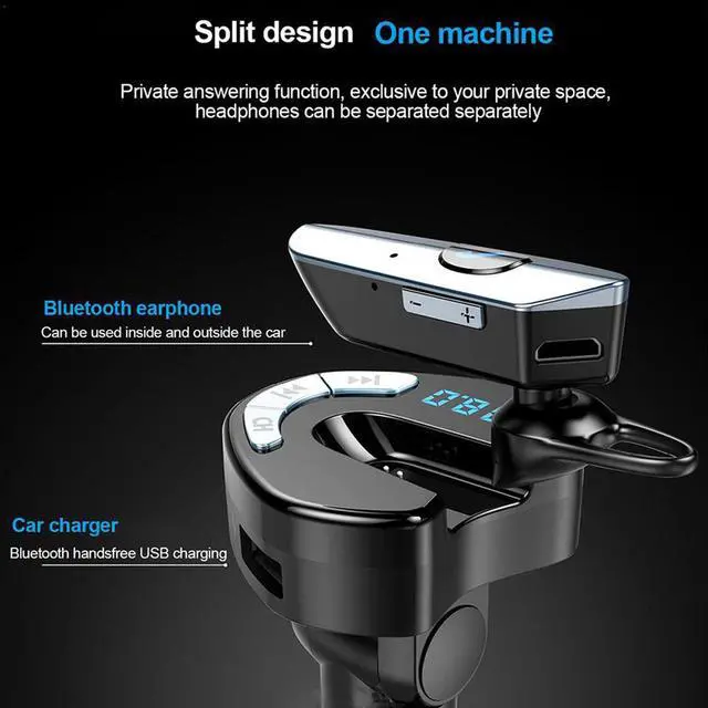 Alt view image 3 of 7 - Bluetooth Car Hands-Free Kit Dual USB Fast Charger with LCD Display Music Player MP3 FM Transmitter Headset