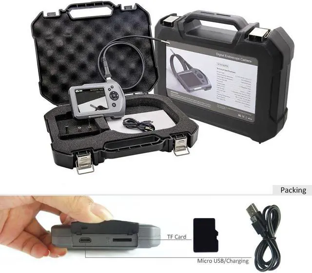 Alt view image 5 of 7 - 7.6mm Industrial Endoscope Borescope Micro Inspection Camera Digital Endoscope HD 3.5inch Borescope Camera with LED Light Semi-Rigid Flexible Pipe Rechargeable 2600mAh Battery - 1M