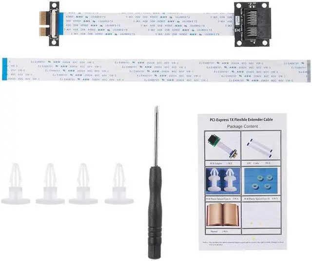 Alt view image 7 of 7 - PCI-E 1X to 1X Extension Cable 36Pin Adapter Extender Flexible FPC Cable Horizonal Installation Connector