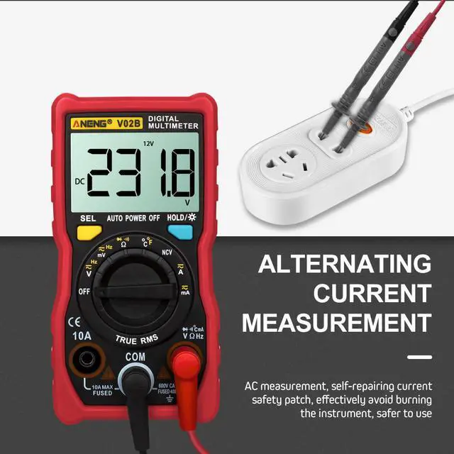 Alt view image 4 of 6 - ANENG V02B Analog Digital Multimeter Esr Meter Transistor Tester Multimetro Multimeter Auto Peak Power Off Meter Car Multi Meter - Red