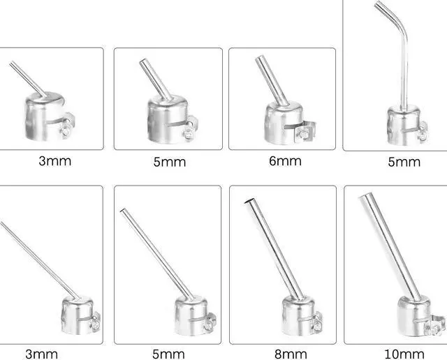 Alt view image 6 of 6 - 8Pcs Universal Hot Air Generator Nozzles Heat Resistant 45 Degree Bent Long Short Round Heat Air Machine