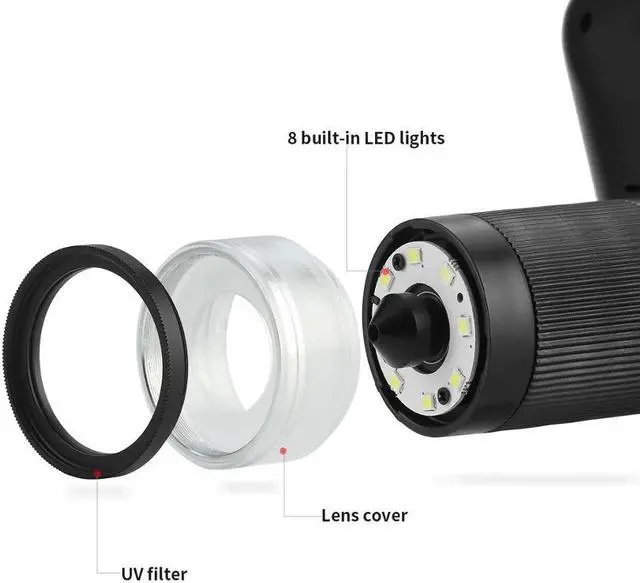 Alt view image 7 of 7 - AD206 7 Inch LCD Screen 2.0MP 200X Digital Microscope Industrial Inspection Electron Microscope Mobile Phone Repairing PCB Soldering SMT Microscopes with Remote Control - Black