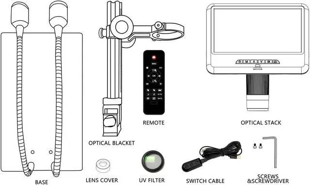 Alt view image 7 of 7 - AD206 7 Inch LCD Screen 2.0MP 200X Digital Microscope Industrial Inspection Electron Microscope Mobile Phone Repairing PCB Soldering SMT Microscopes with Remote Control - White